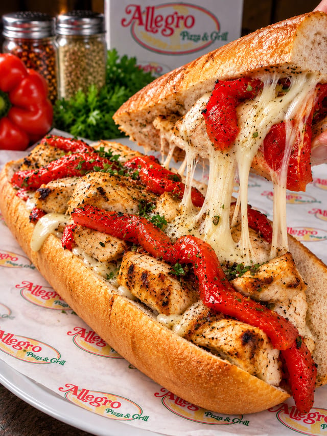 Chicken And Roasted Red Peppers Sandwich.