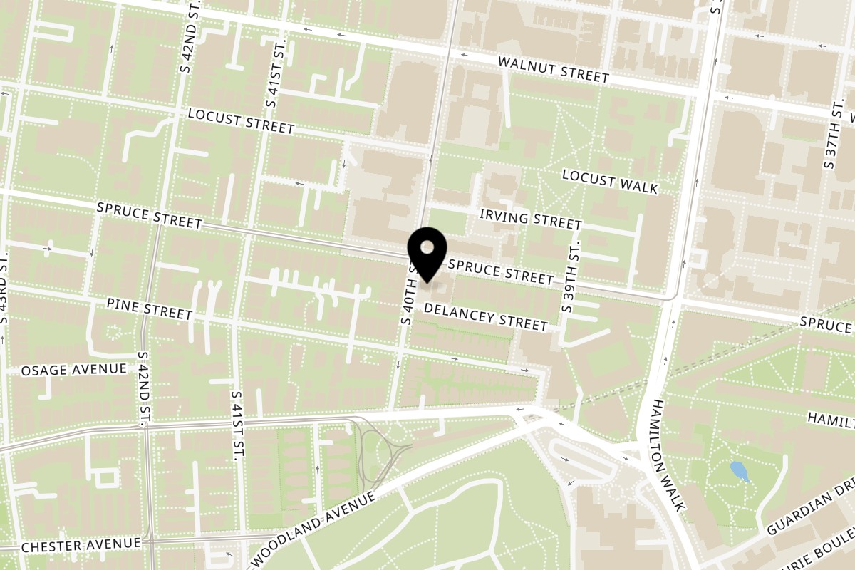 Map showing the location of Allegro Pizza on 3942 Spruce St in Philadelphia